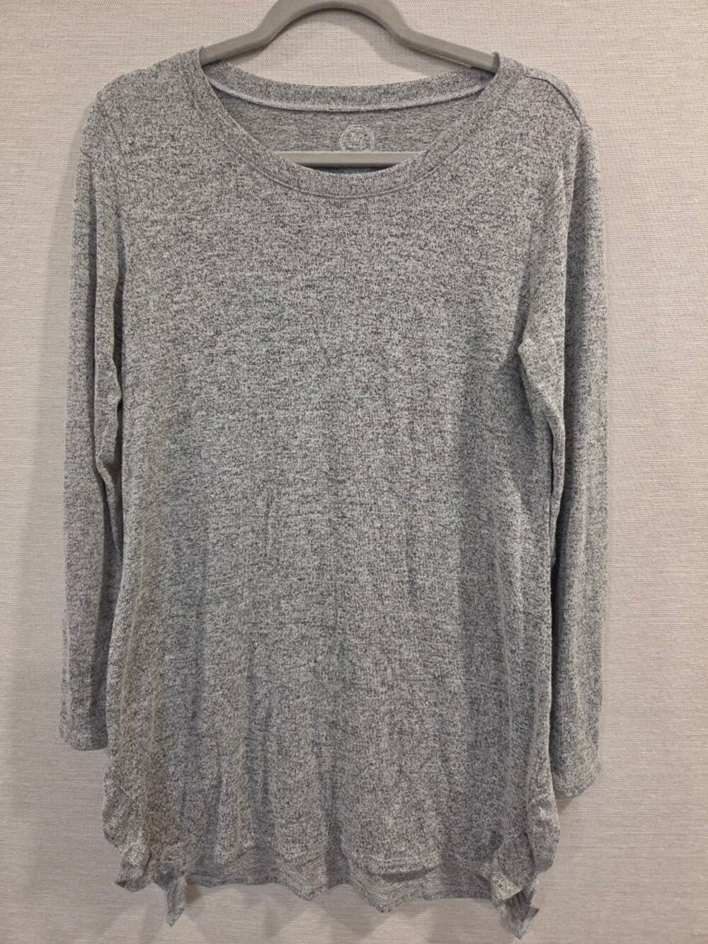 24/7 Gray Maternity Tunic Top Long Sleeve Ruched Sides Size M